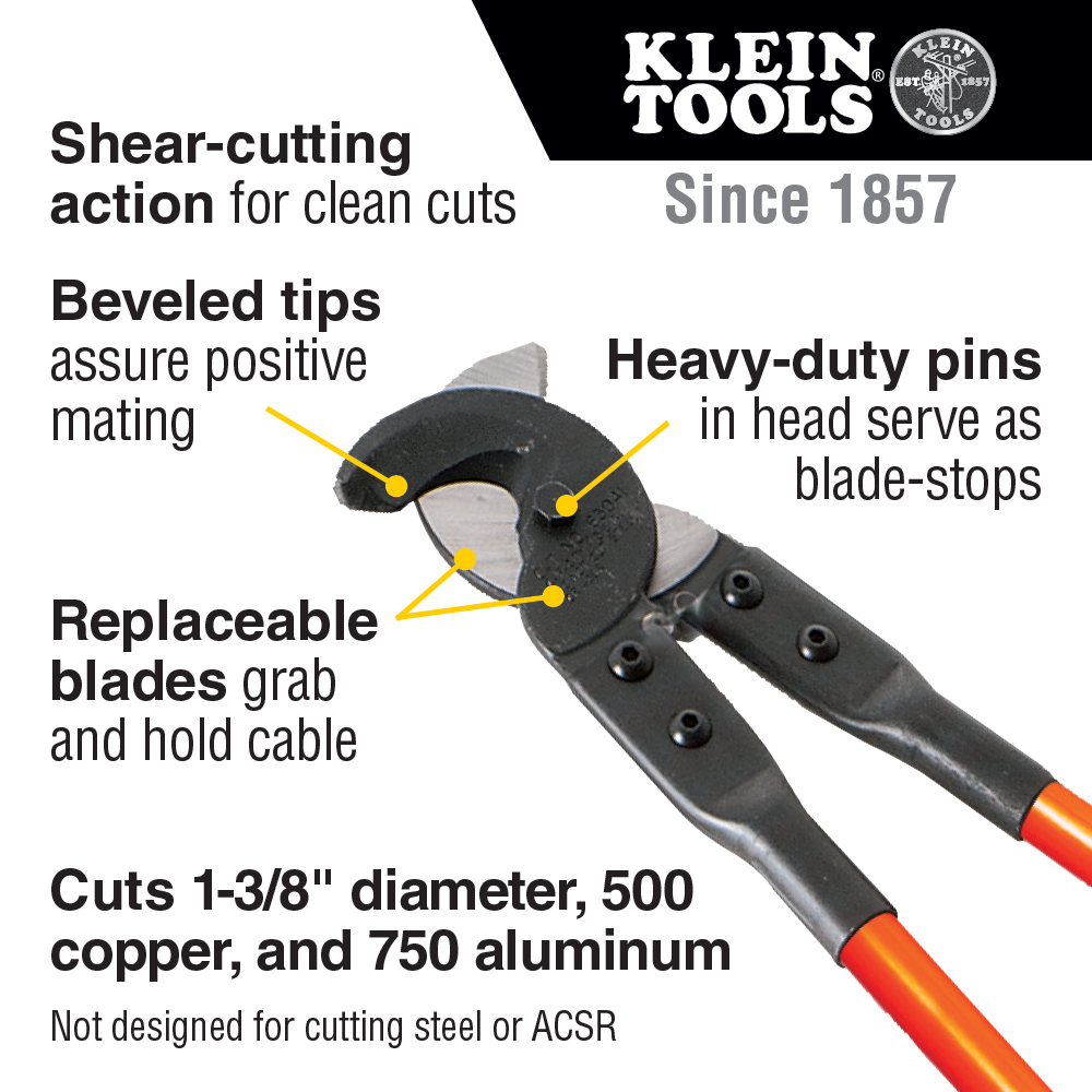 Klein 25" Fiberglass Handle Cable Cutters 63041TH from GME Supply